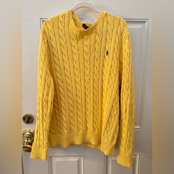 Polo Ralph Lauren Tops - Polo Ralph Lauren Yellow Cable Knit Sweater size XL